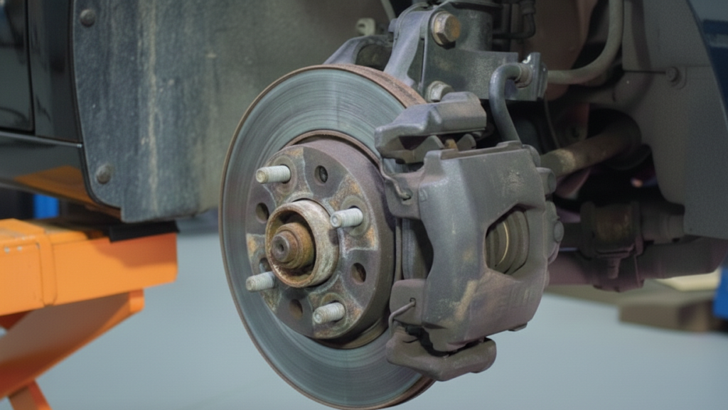 Pinça de freio travada com pistão gripado