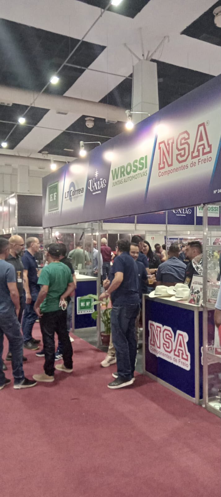 Stand da NSA Componentes de Freio na Expo Peças 2026, stand 286/287, com a Foca no Freio em destaque